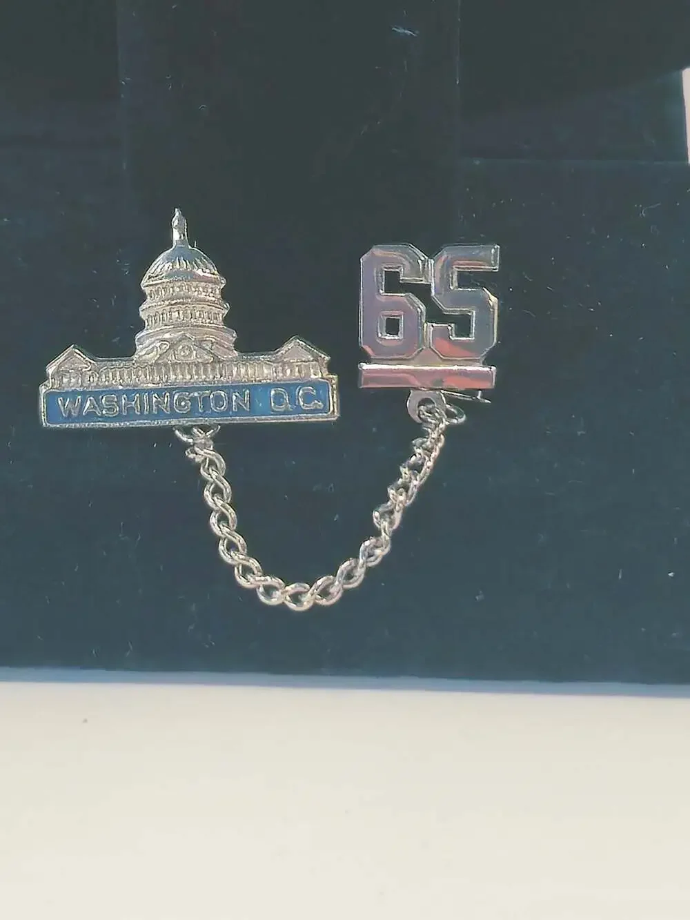 Vintage 1965 Washington D.C. U.S. Capitol Building Souvenir Double Lapel Pin